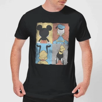 Image of Disney Mickey Mouse Donald Duck Mickey Mouse Pluto Goofy Tiles T-Shirt - Black - 3XL - Black