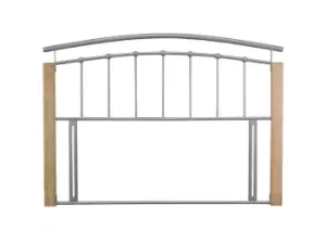 Image of Serene Tetras 4ft Small Double Silver And Beech Metal Headboard