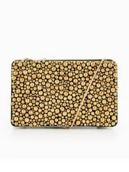 Forever Unique Forever Unique Embelished Hard Box Clutch Bag Gold Women