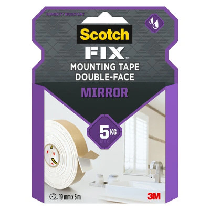 Image of 3M Scotch-Fix Mirror Beige Mounting Tape (L)5M (W)19mm