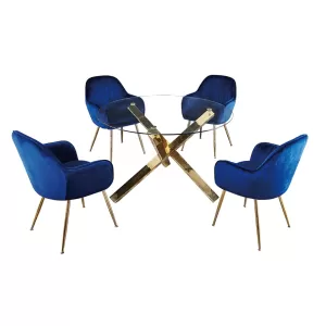 Image of Laila 4 Seater Dining Set - Blue Blue