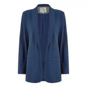 image of Yumi Navy Linen Relaxed Blazer - Blue