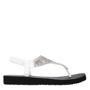 Image of Skechers Rhinestone Sling Back Thong - White