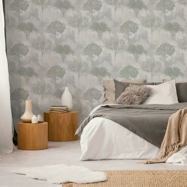 Superfresco Easy - Birch Forest Sage Wallpaper - Grey