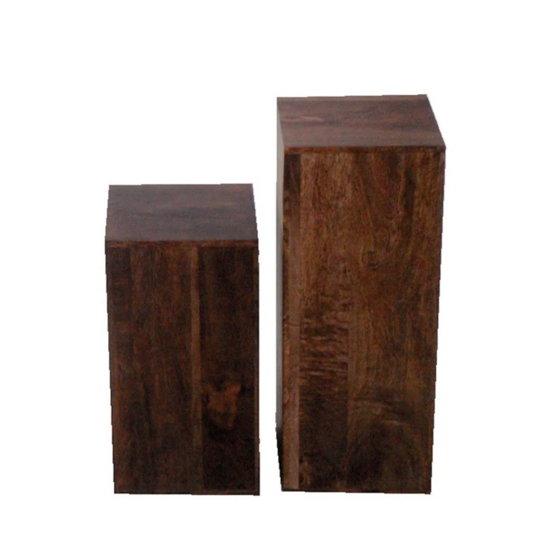 Image of Jaipur Furniture Ltd Lamp (Set of 2) Large - Mango Wood - L24 x W24 x H60cm - Dark Finish in Brown Brown Unisex