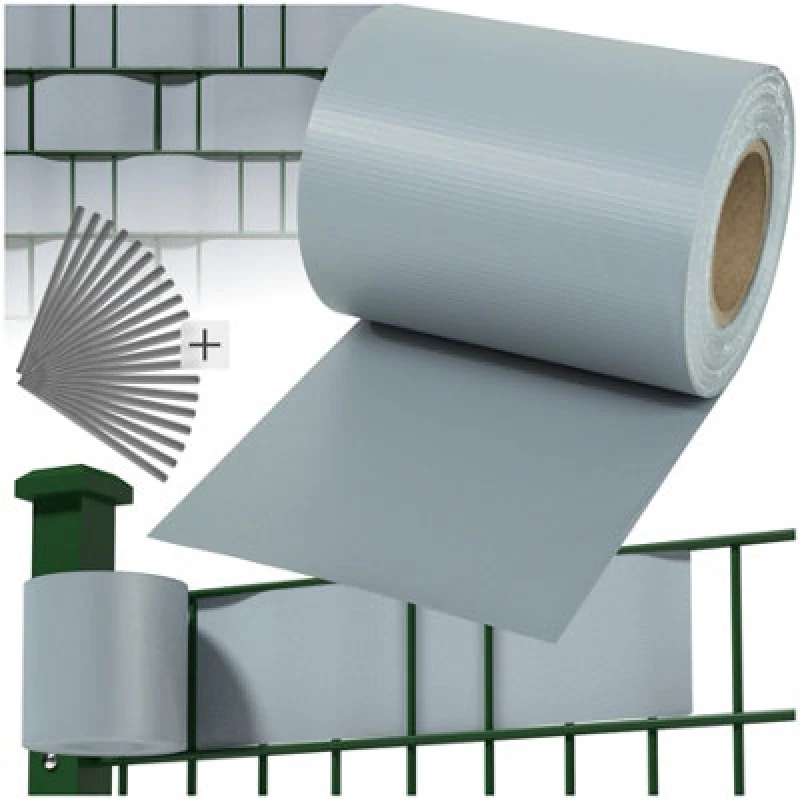 Image of Tectake Privacy Film - Double-Sided Print, Opaque And Tear-Resistant, Fastening Clips Included - 35 M Grey