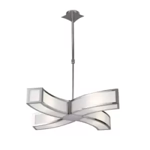 Image of Duna E27 Pendant 4 Light L1 Curved, Polished Chrome/White Acrylic, CFL Lamps INCLUDED