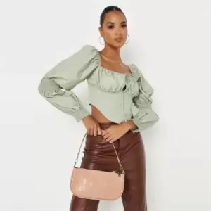 image of Missguided Milkmaid Corset Top - Green