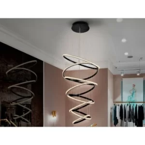 Image of Schuller Ring Modern Designer LED Dimmable Ring Swirl Pendant Light Matt Black, Smartphone Bluetooth Dimmable