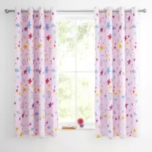 Image of Happy Stars Eyelet Curtains 66x72 Inch