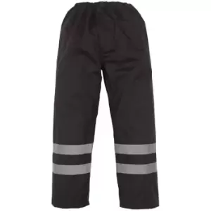 image of Yoko Mens Hi-Vis Waterproof Contractor Over Trousers (Pack of 2) (3XL) (Black) - Black