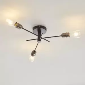 Image of Harperliving - Harper Living Black and Pewter 3-Light Ceiling Spotlight