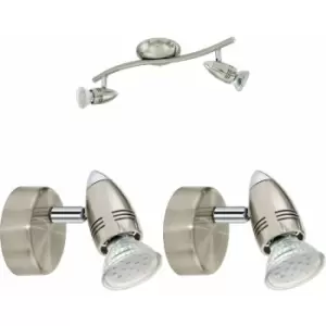 Image of Twin Ceiling Spot Light & 2x Matching Wall Lights Satin Nickel Chrome Adjustable