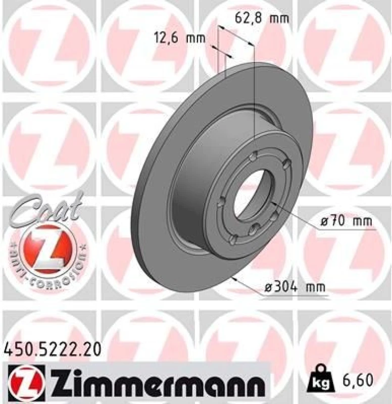 Image of ZIMMERMANN Brake disc ZIMMERMANN 450.5222.20
