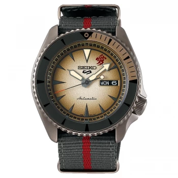 Image of Seiko 5 Sports Boruto & Naruto: Gaara Automatic Cream Dial Grey Nylon Strap Mens Watch SRPF71K1