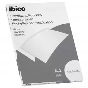 image of Ibico Basics Medium A4 Laminating Pouches Crystal clear Pack 100