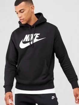Image of Nike Sportswear Club Graphic Overhead Hoodie - Black