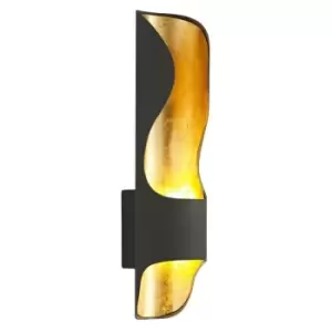 Image of Wall Lamp, 1 x 8W LED, 3000K, 640lm, Anthracite, Gold Leaf - Luminosa Lighting