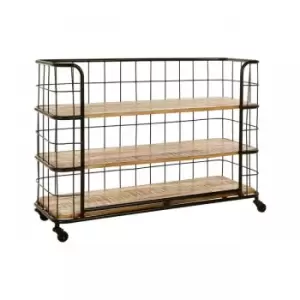 image of 3 Tier Industrial Warehouse Trolley With Wood Shelfs