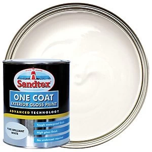 Image of Sandtex One Coat Exterior Gloss Paint - Pure Brilliant White 750ml