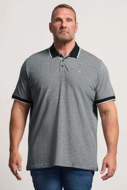 Image of BadRhino Mens Tipped Polo Shirt in Grey Size: 4XL Grey Male 4XL