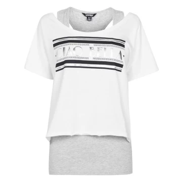 image of Golddigga Double Layer T Shirt Ladies - White/Grey M