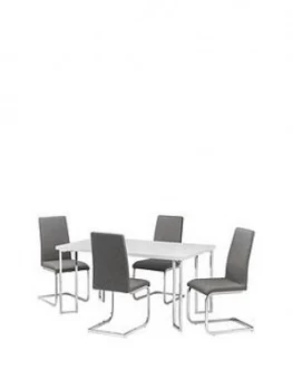 Julian Bowen Manhattan Gloss 150 Cm Dining Table + 4 Roma Chairs