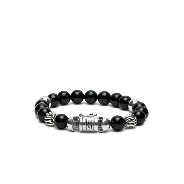 Image of Buddha to Buddha Leather Bead Cord Spirit Onyx Bracelet 188ON Size 19c