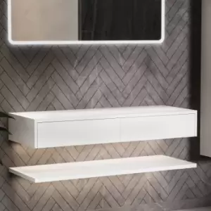 1200mm White Wall Hung Countertop Basin Shelf - Lugo