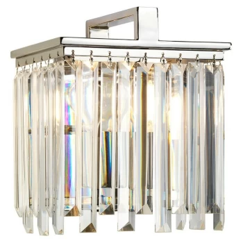 Image of Aries - 1 Light Polished Nickel Crystal Wall Light - Elstead
