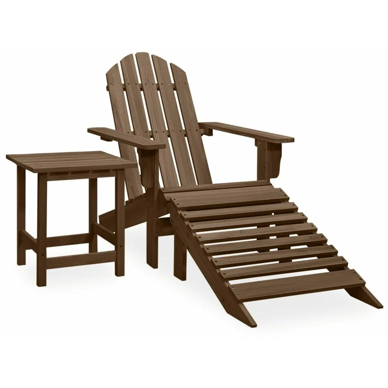 Image of VIDAXL Garden Adirondack Chair with Ottoman&Table Solid Fir Wood Brown Vidaxl 8720286241127