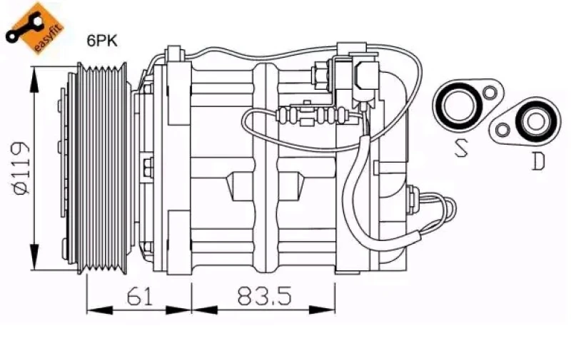 Image of NRF 32108 AC Compressor EASY FIT, PAG 100, with seal ring, with gaskets/seals Compressor,air conditioning (447)