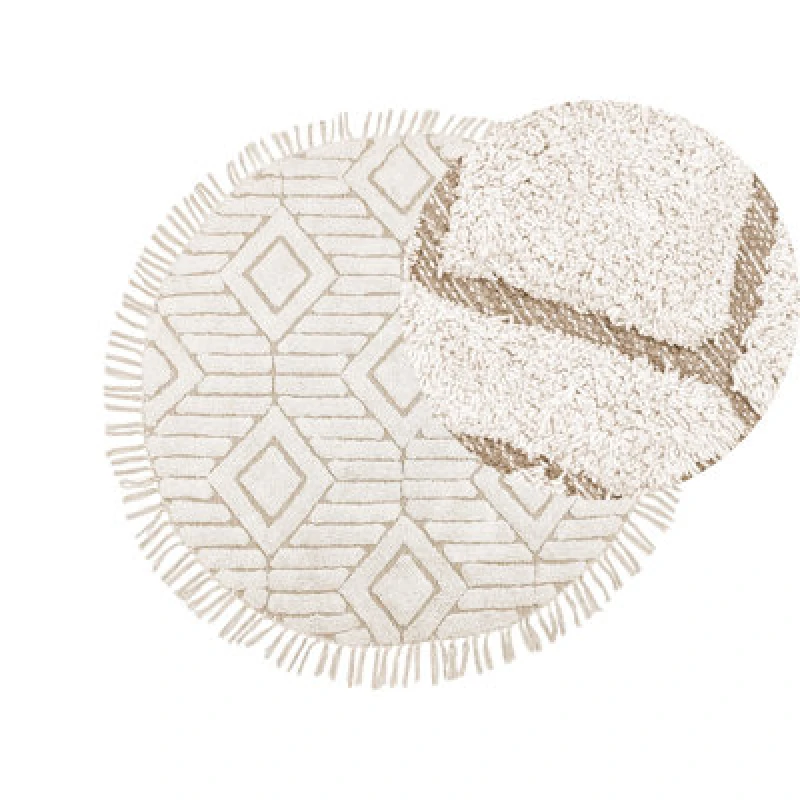 Image of Beliani Rug Horasan Light Beige 140 Cm Cotton