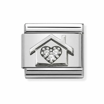 Image of Nomination CLASSIC Silvershine House Zirconia Heart Charm 330311/11 *