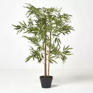 image of Tall Artificial Bamboo Tree in Black Pot - Green - Homescapes