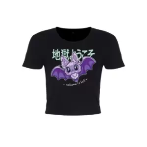 Image of Kawaii Coven Womens/Ladies Welcome To Hell Crop Top (M) (Black/Lilac)