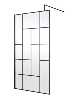 image of Hudson Reed 1100mm Abstract Frame Wetroom Screen - Matt Black