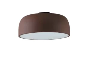 image of Bistrot Flush Ceiling Light, Bronze, White, E27