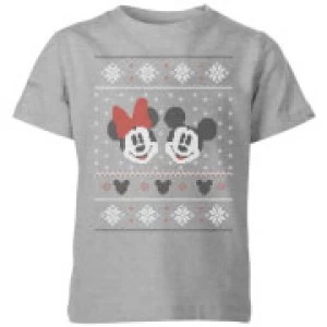 Image of Disney Mickey and Minnie Kids Christmas T-Shirt - Grey - 11-12 Years