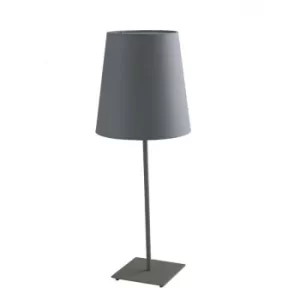 image of Fan Europe ELVIS Table Lamp with Round Tapered Shade Grey, Fabric Lampshade 24x63.5cm