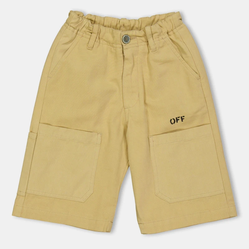 Image of Off White Kids Fleece Shorts Beige/Black male 10Y