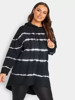 Image of Yours Tie Dye Cotton Hoodie, Black, Size 18, Women