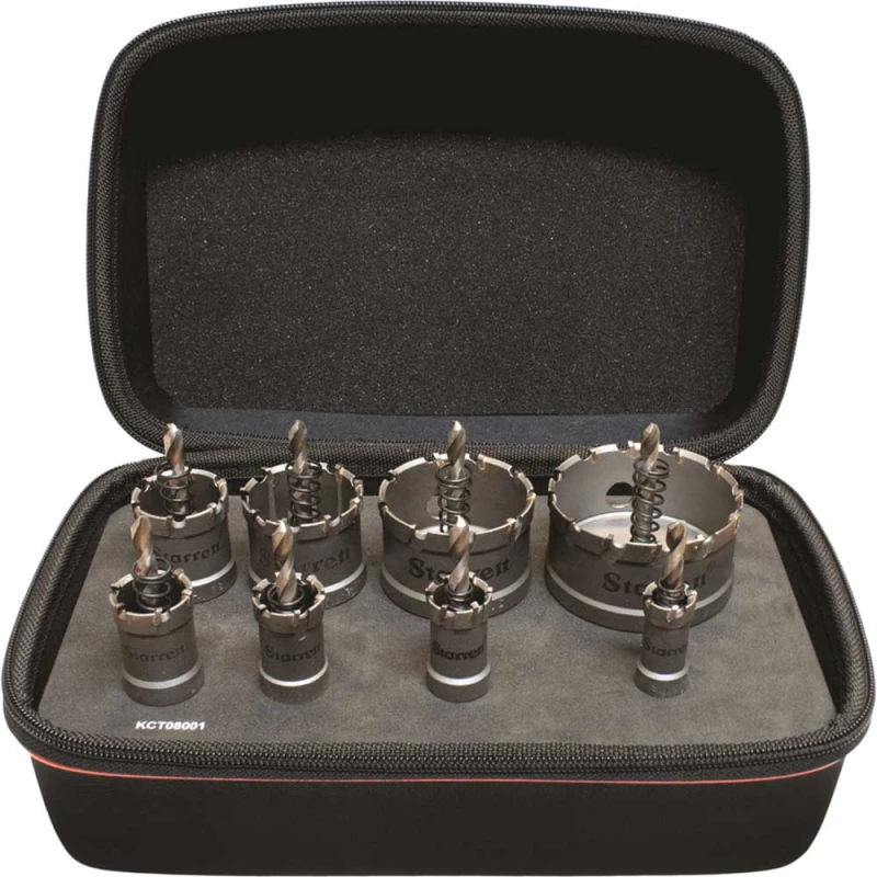 Image of Starrett KTC08001 8 Piece Tungsten Carbide Tipped Deep Cut Hole Saw Set BF56350