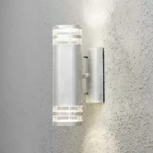 Image of Modena Outdoor Modern Up Down Twin Ring Double Wall Light Galvanized Steel, Transparent, IP44