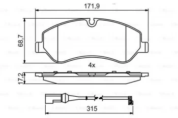 Image of Bosch 0986494844 Brake Pad Set BP2018 Disc Brake Front Axle