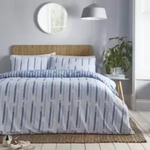 Dune Blue Reversible Duvet Cover Set Striped Bedding