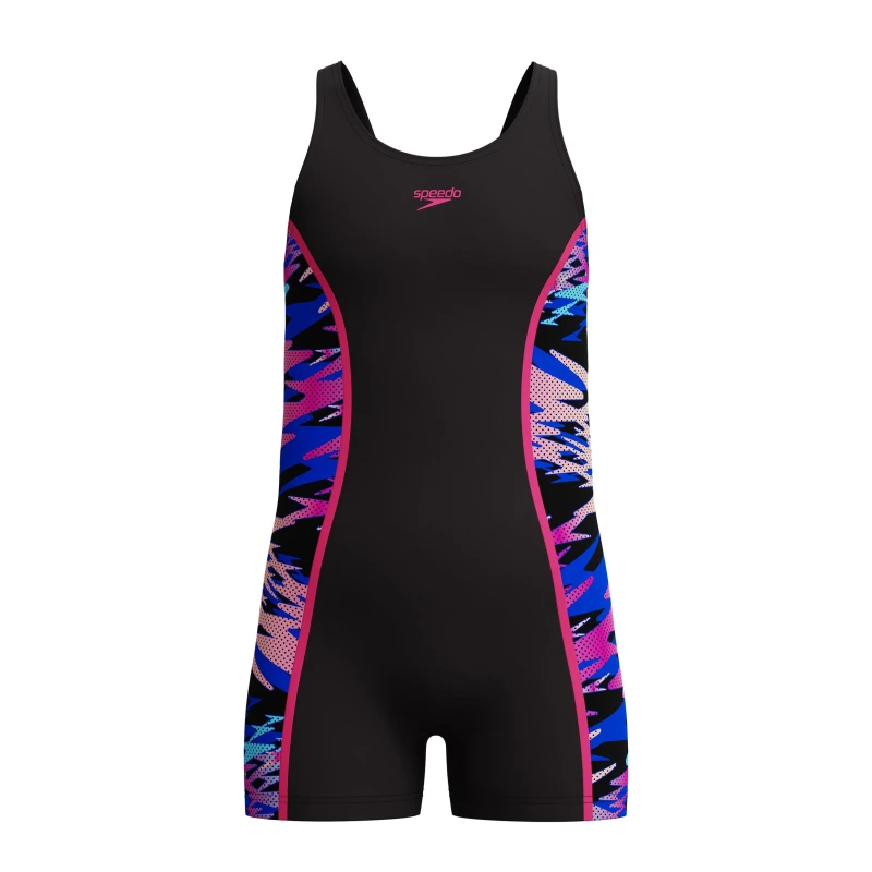 Image of Speedo Kids Hb Legsuit One Piece Swimsuit Anth/Pink female 9-10 (M)