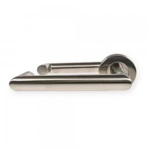 image of LocksOnline Carina Stainless Steel Door Lever on Rose