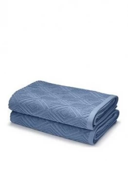 Image of Catherine Lansfield Diamond Sculpture Towel Range - Blue - 2 Hand Towel