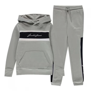 image of Jack and Jones Fleece Hooded Tracksuit Junior - Grey